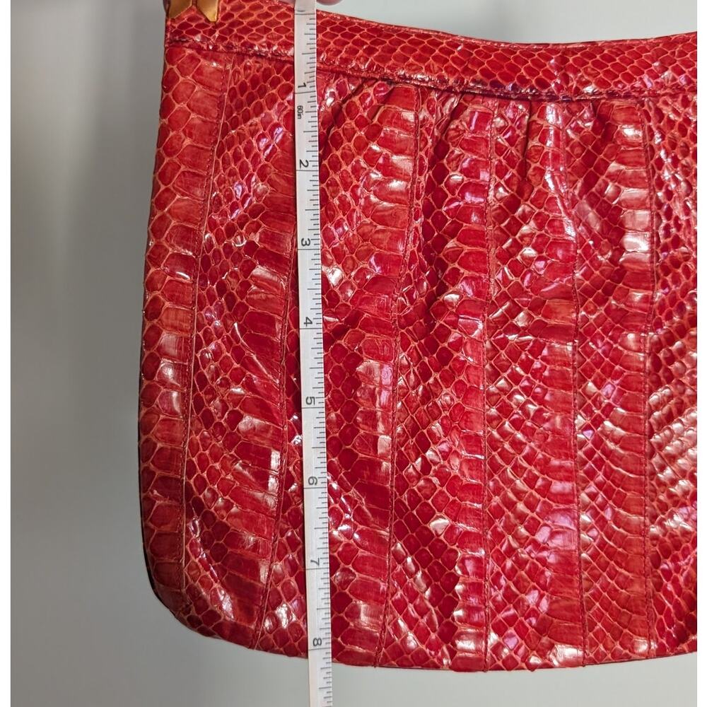 Morris Moskowitz Vintage | Genuine Reptile Crossbody Bag | Red - Picture 13 of 15